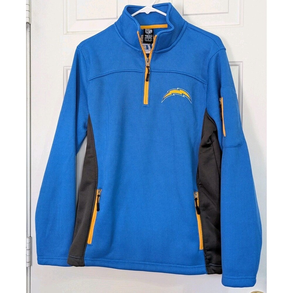 NFL Apparel Los Angeles Chargers Mens Small Blue 1/4 Zip Pullover Knit Logo